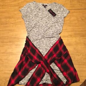 Mini dress with attached flannel